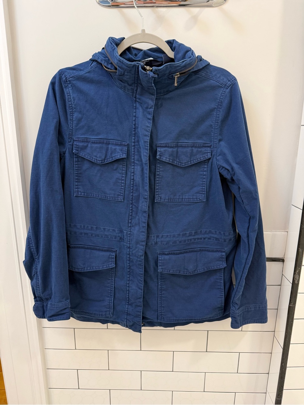 Lands' End Blue Utility Jacket with Hood